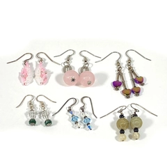Lot of 6 Pairs of Bead Pierced Dangle Earrings 