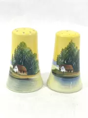 Vintage Hand Painted Porcelain Salt & Pepper Shakers Made in Japan Yellow