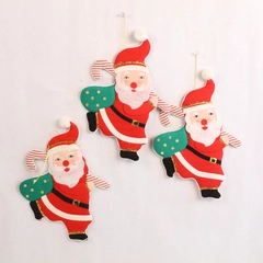 Set of 3 Vintage MCM Padded Fabric Hanging Santas Wall Decor Ornaments Retro