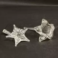 Lot of 2 Global Village Glass Studio Mouth Blown Hibiscus Flowers