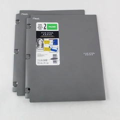 Lot of 2 Mead Five Star X-597 2 Pocket Folders Snap In Binder School Gray