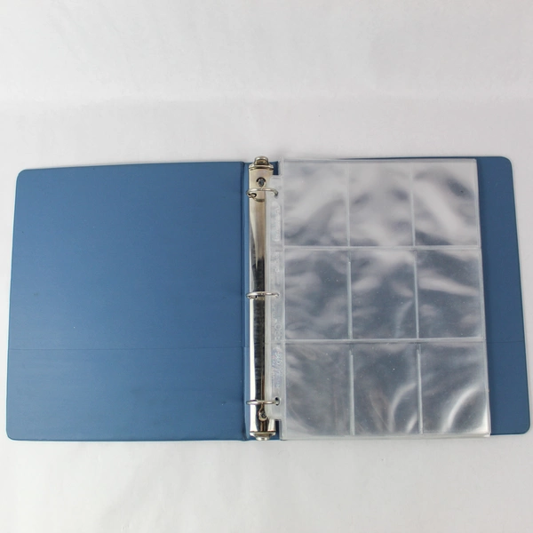 Lot of Office School Supplies 1 Blue Binder K & M Company Card Protector Pages