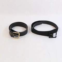 Lot of 2 Vintage Women's Faux Leather Woven Belts Black Pre-owned