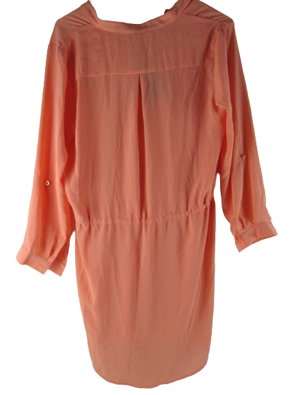 Mittoshop Candy Coated Shirt Dress Salmon Women's Small Drawstring Closure Tags