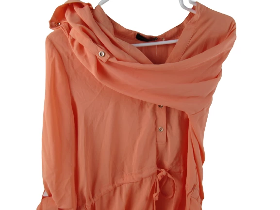 Mittoshop Candy Coated Shirt Dress Salmon Women's Small Drawstring Closure Tags