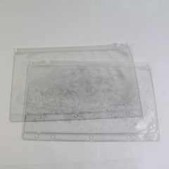 2 Clear Pencil Storage Pouches for 5 Ring Binder Zip Closure 11"x7"