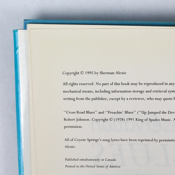 Signed Reservation Blues by Sherman Alexie 1995 Hardcover