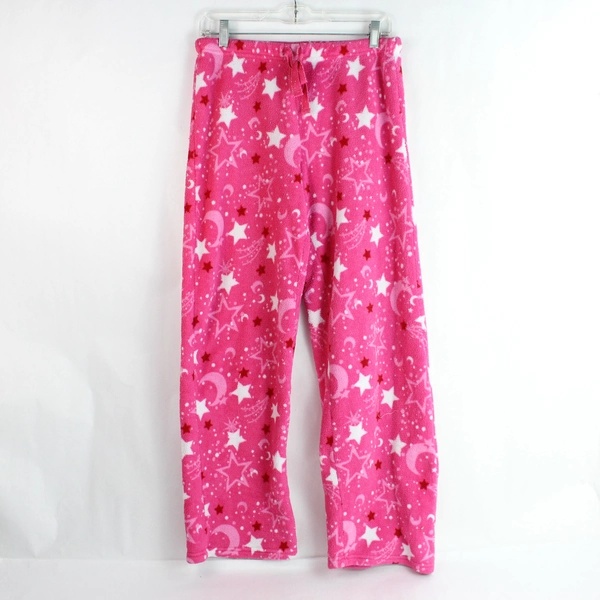 Faded Glory Pajama Pants Women's Size M Pink White Stars Drawstring Elastic Wst