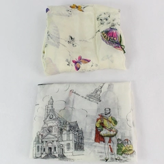 Lot of 2 Butterfly & Paris Designs Women's Square Scarf Wraps Flawed