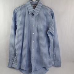 Vintage Arrow Paddock Club Dress Shirt Men's Size 17-35 Blue Stripes Long Sleeve