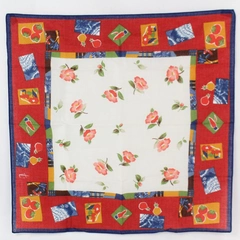 Vintage Multicolor Square Signed Handkerchief 21x21"