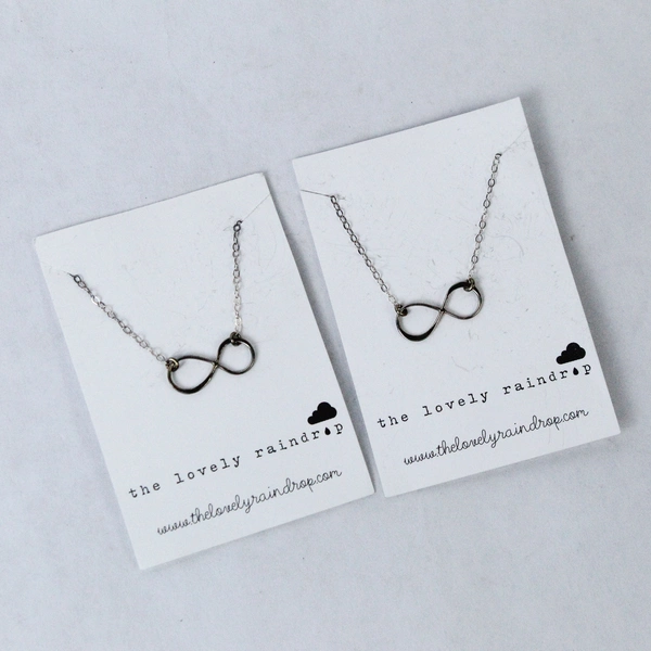 Lot of 2 The Lovely Raindrop Infinity 18" Chain Necklace Silver Toned