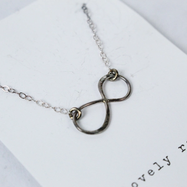 Lot of 2 The Lovely Raindrop Infinity 18" Chain Necklace Silver Toned