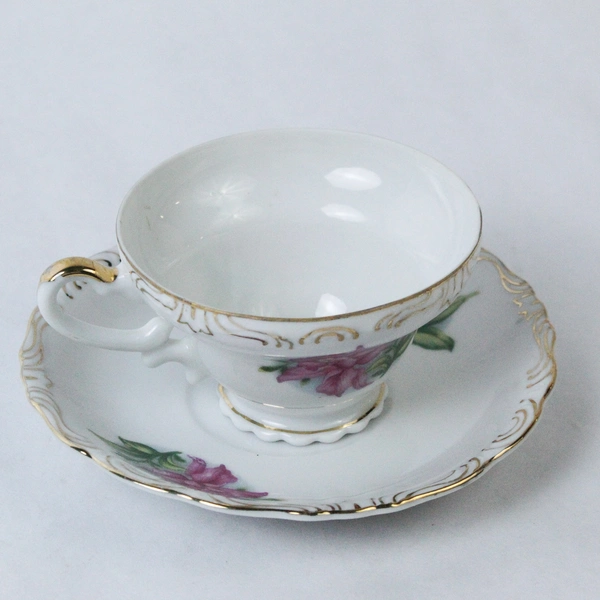 Vintage Sterling China Pink Daffodil Teacup and Saucer