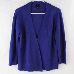 Worthington Women's Dark Purple 3/4 Sleeve Crop Cardigan Acrylic Size XL
