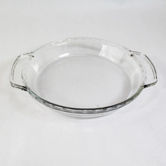 Vintage Anchor Hocking Ovenware Clear Glass Deep Pie Plate Handles 1 Quart 24