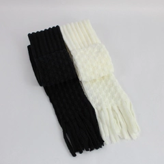 Lot of 2 Britt's Knits White & Black Pull-Through Knit Scarves 100% Acrylic Yarn
