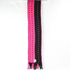 T-Mobile Black and Pink Striped Tassel 100% Acrylic Knit Scarf 69in