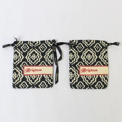 Lot of 2 Brighton Drawstring Jewelry Bag Pouches Black Off-White & Red