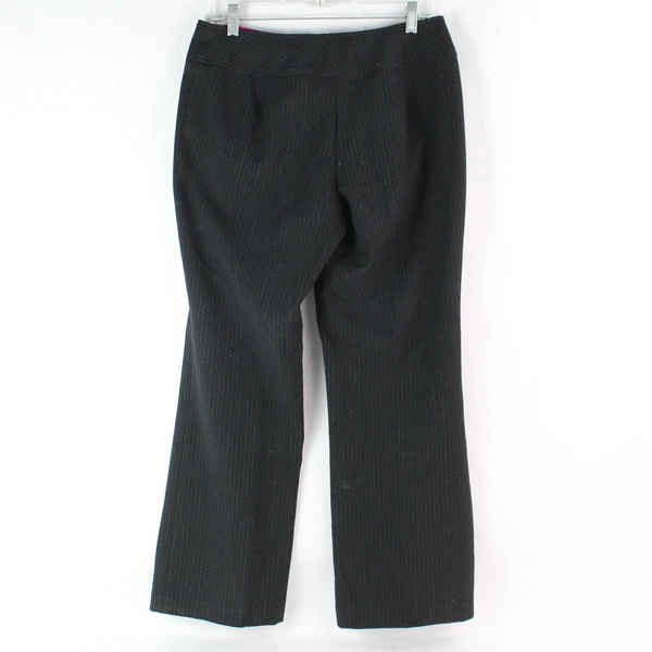 Worthington Women's Black Gray Pin Stripe Straight Leg Dress Pants Size 10P