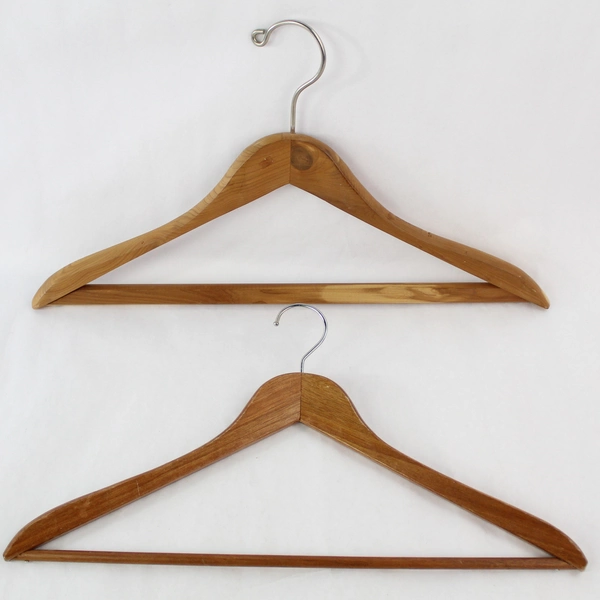 Lot of 5 Curved Wooden Suit Coat Hangers for Closet Storage