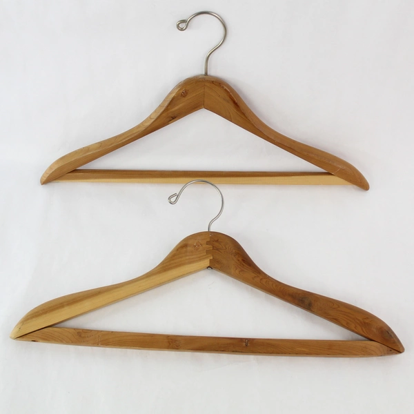 Lot of 5 Curved Wooden Suit Coat Hangers for Closet Storage