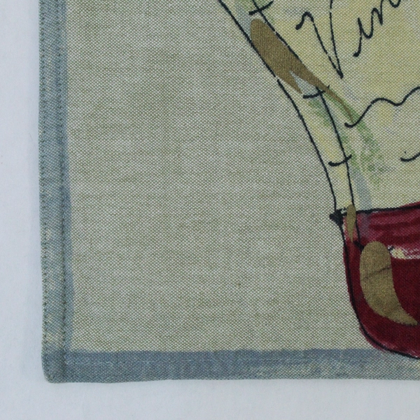 Lot of 2 Small Unbranded Placemats Vino Grapes Wine Green Blue Trim Dining Decor