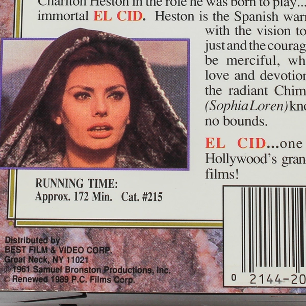 El Cid 1961 VHS 2 Tape Set Charlton Heston Sophia Loren Good Condition