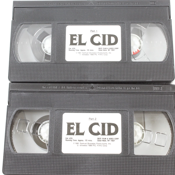 El Cid 1961 VHS 2 Tape Set Charlton Heston Sophia Loren Good Condition