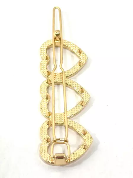 Gold Toned 3 Heart Women's Hair Barrette