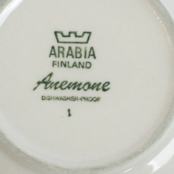 Arabia Made in Finland Anemone Blue Coupe Cereal Bowl 6.25 Inch Marked 1