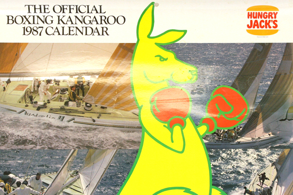 Lot Of 3 Hungry Jack's 1987 Boxing Kangaroo Calendars America's Cup Pics