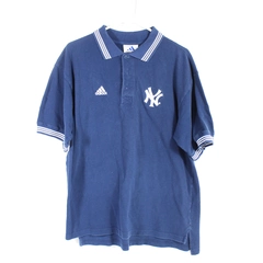 Adidas NY New York Yankees Polo Shirt Men's Size M Navy Blue Short Sleeves