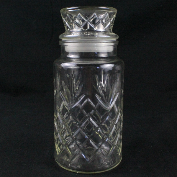 Vintage 1980s Clear Planters Peanuts Jar And Lid Food Diamond Cut Design