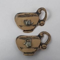 Lot of 2 The Tin Woodsman Pewter Push Pins Silver Tone Tea Pots