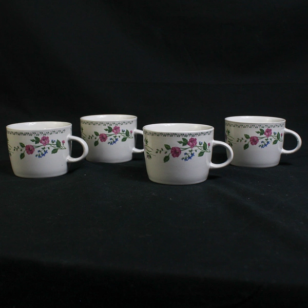 Lot Of 4 Vintage English Garden 225 Stoneware Coffee Cups Mugs Kitchen