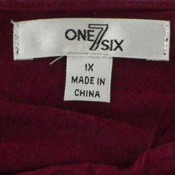 One 7 Six Shirt Top Women's Plus Size 1X Plum Purple Boat Neck Studded Accent