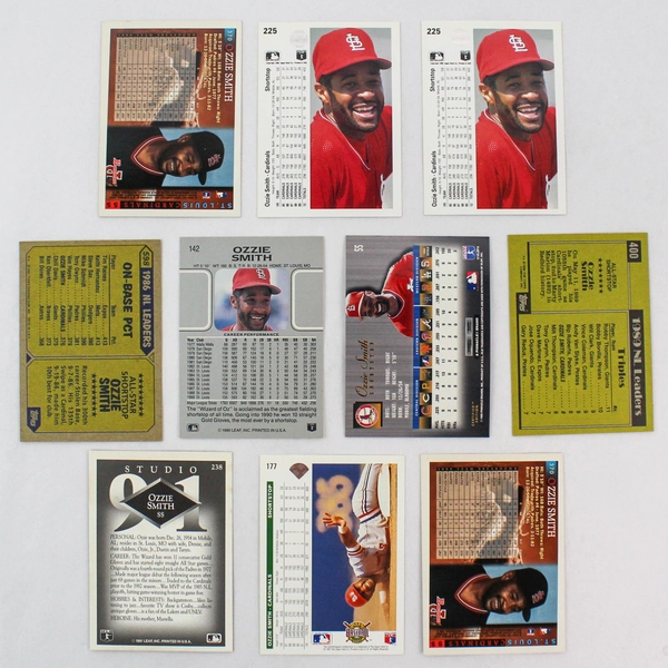 Lot of 10 Ozzie Smith Cardinals Cards Leaf Bowman Select Upper Deck Topps