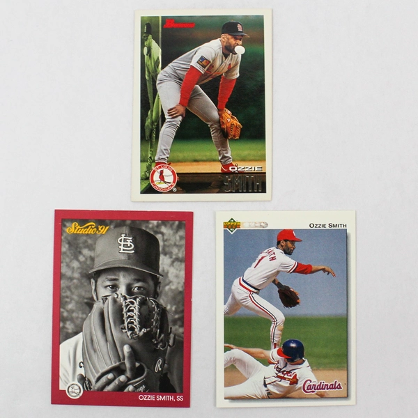 Lot of 10 Ozzie Smith Cardinals Cards Leaf Bowman Select Upper Deck Topps