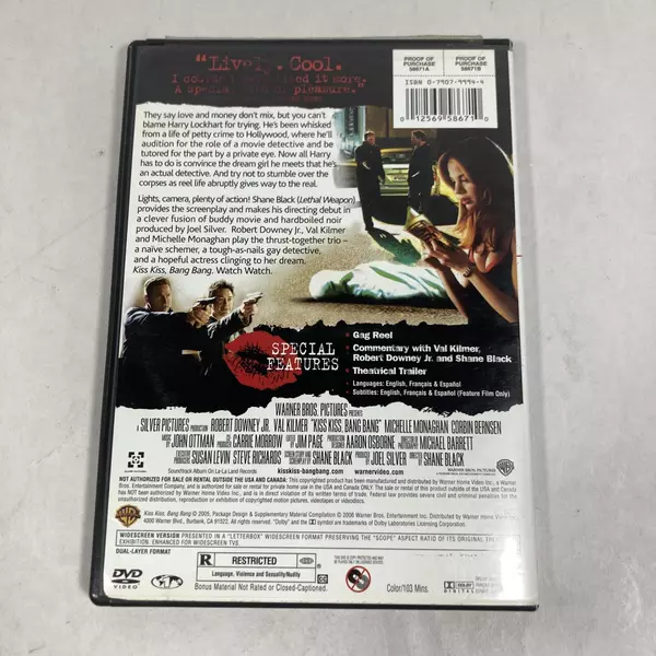 Kiss Kiss Bang Bang DVD 2005 Warner Bros Pictures Robert Downey Jr Val Kilmer