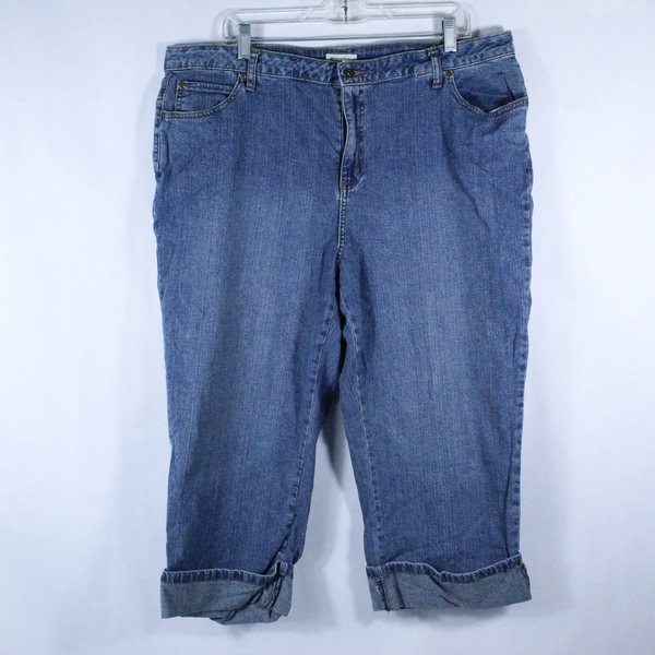 St. John's Bay Cropped Blue Jeans Women's Plus Size 20W 5 Pocket Capri Cuffed