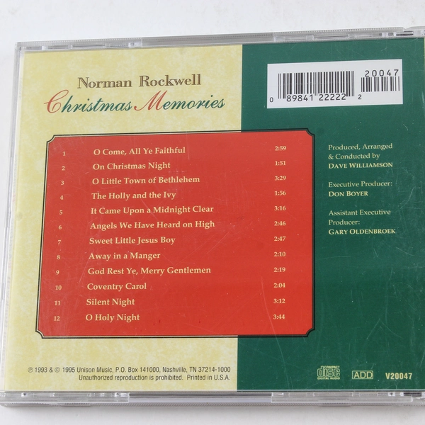 Norman Rockwell Christmas Memories CD by Unison Music 1995 Good Condition
