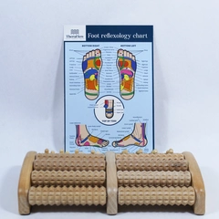 TheraFlow Wood Foot Massager With Reflexology Chart