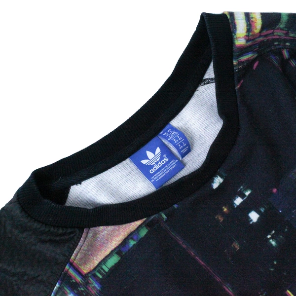 Adidas Pullover Shirt Sweatshirt Men's Size L Black Logo Long Sleeves Cuffs