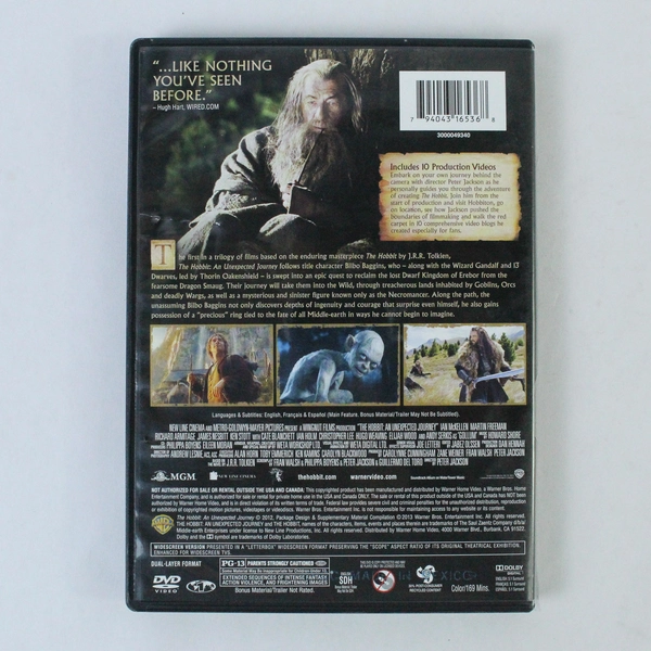 The Hobbit An Unexpected Journey DVD 2-Disc Set 2012 Warner Bros MGM