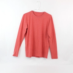 Russell Men's Heather Red Long Sleeve T-Shirt Size M Poly Blend Good Condition
