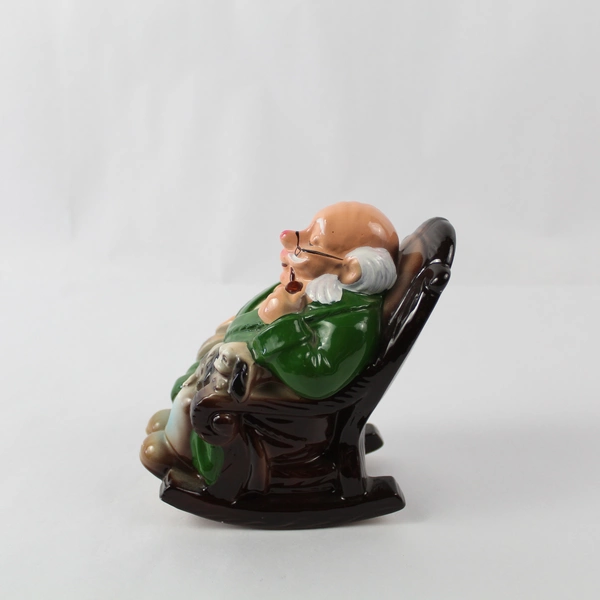 Vintage Ceranaster Ceramic Old Man In Rockers Retirement Fund Bank