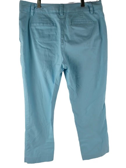 Lands' End Women's Size 10 Trouser Pants Mid Rise Straight Leg Light Blue Cotton