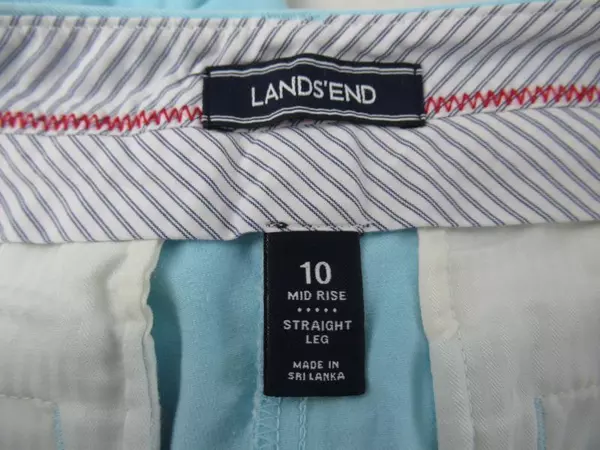 Lands' End Women's Size 10 Trouser Pants Mid Rise Straight Leg Light Blue Cotton