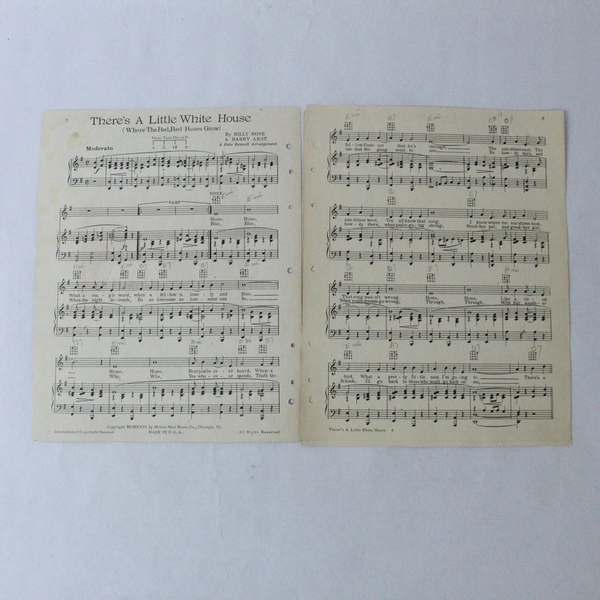 Vintage There's A Little White House Sheet Music1926 Harry Akst Piano Guitar